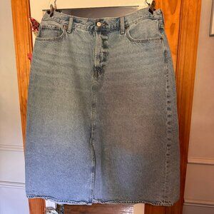 High-Waisted Jean Midi Skirt